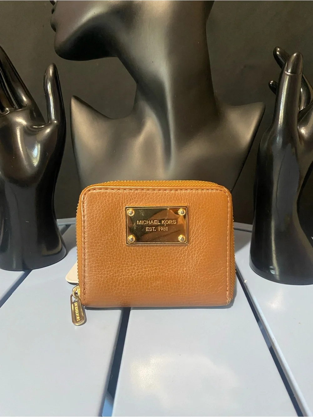 Michael Kors brown leather foldable wallet women’s zipper wallet